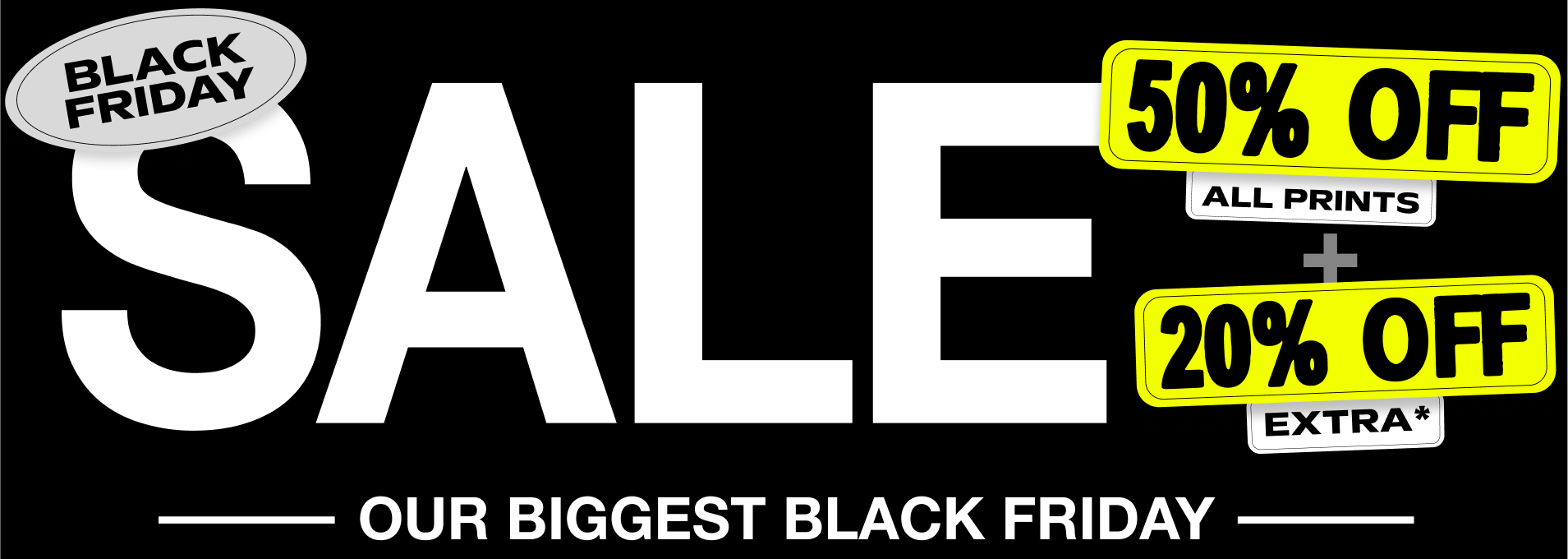 Black Friday 50% off sale banner